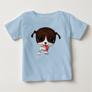 T-shirt Pour Bébé Joli T-shirt bébé bleu Chiot en caricature