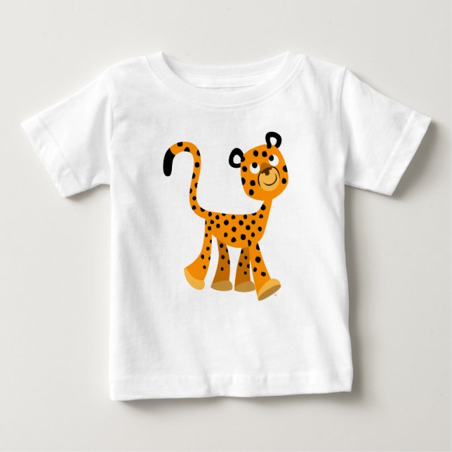 T-shirt Pour Bébé Joli T-shirt bébé Cheetah Cartoon Insouciant (Devant)