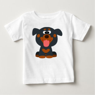 T-shirt Pour Bébé Joli T-shirt bébé en caricature Rottweiler bébé