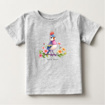 Joli T-Shirt Bébé Fleur Oiseau Rose Bleu