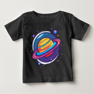 T-shirt Pour Bébé Joli T-Shirt Bébé Planète Saturne – Espace Coloré