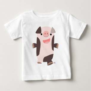 T-shirt Pour Bébé Joli T-shirt Cartoon Souriant Cochon Bébé