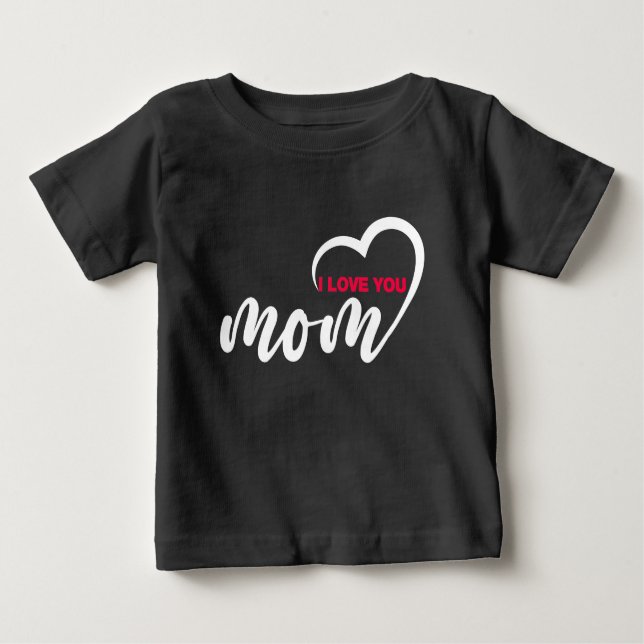 T-shirt Pour Bébé Joli Texte De Design Je T'Aime Maman Avec Le Coeur (Devant)