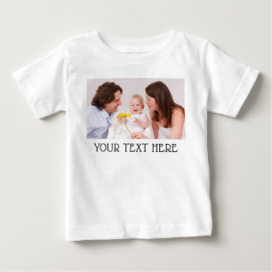 T-shirt Pour Bébé Joli texte de photo et de nom personnalisé blanc