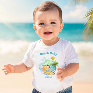 T-shirt Pour Bébé Joli vacances d'été Nom Plage bébé garçon