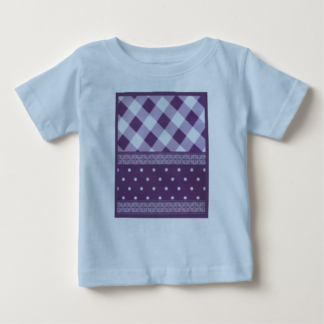 T-shirt Pour Bébé Joli violet à damiers Damask Motif sans joint (Devant)