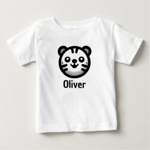 T-shirt Pour Bébé Joli visage de chaton rond minimaliste moderne
