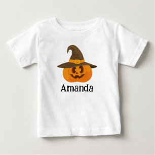 T-shirt Pour Bébé Joli visage de Citrouille Halloween orange Jack-o'