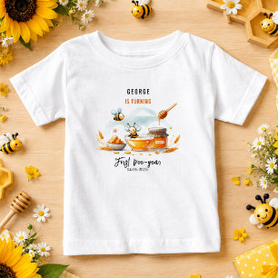 T-shirt Pour Bébé Jolie abeille jaune et tournesol 1er anniversaire 
