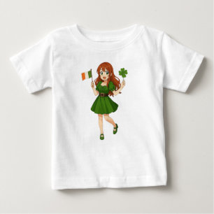 T-shirt Pour Bébé Jolie anime rousse Saint Patrick