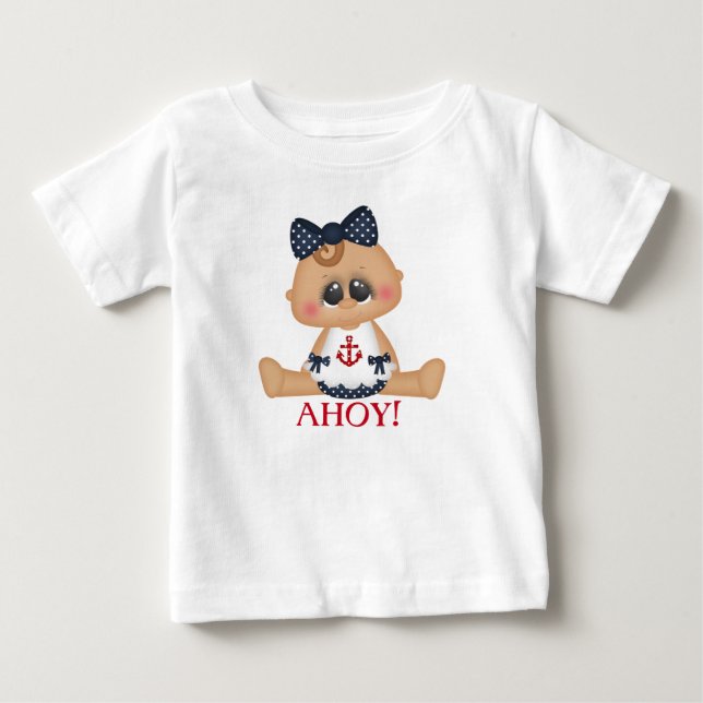 T-shirt Pour Bébé Jolie Bébé Fille Nautique Ohé ! (Devant)