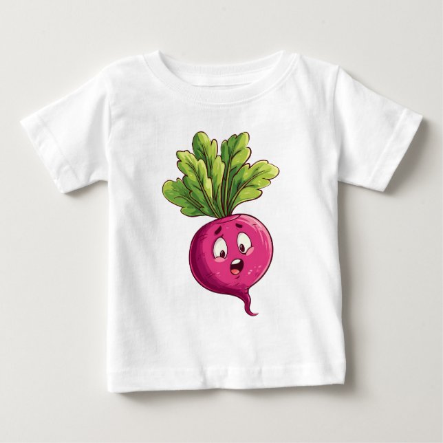 T-shirt Pour Bébé Jolie betterave rose dessin animé avec expression  (Devant)