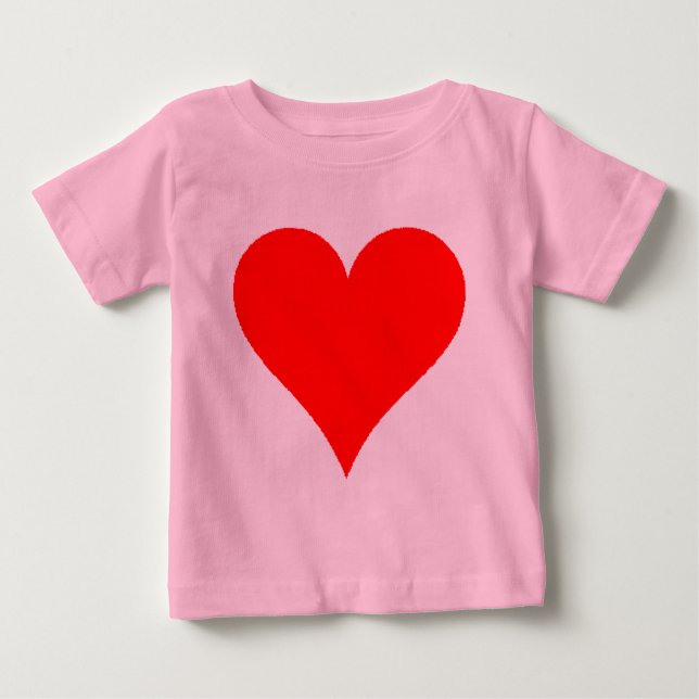T-shirt Pour Bébé Jolie Chemise Coeur Rouge Pour Filles (Devant)