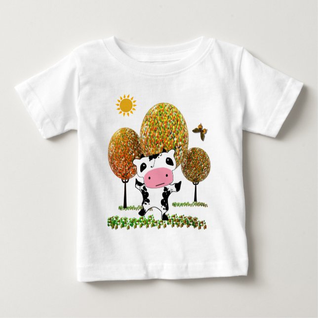 T-shirt Pour Bébé Jolie danse Kawaii vache dans une gelée... - Custo (Devant)