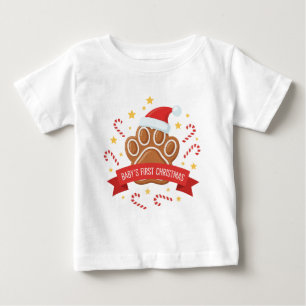 T-shirt Pour Bébé Jolie Empreinte de Patte en Pain d'Épice   Premier