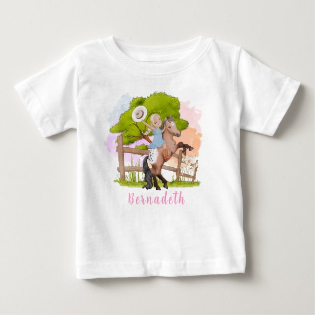 T-shirt Pour Bébé Jolie ferme Blond Girl Anniversaire (Devant)
