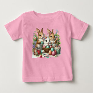 T-shirt Pour Bébé Jolie fête de peinture de Pâques Bunny/Printemps