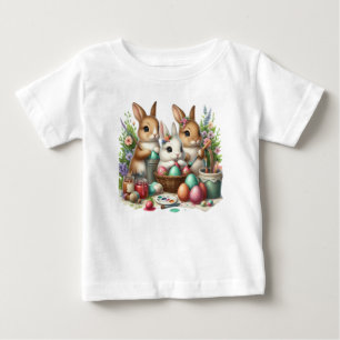 T-shirt Pour Bébé Jolie fête de peinture de Pâques Bunny/Printemps