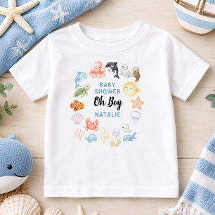 T-shirt Pour Bébé Jolie fête prénatale Océan sous l'eau Bébé Animal