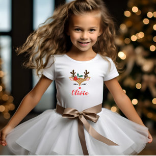 T-shirt Pour Bébé Jolie fille aux rennes de Noël