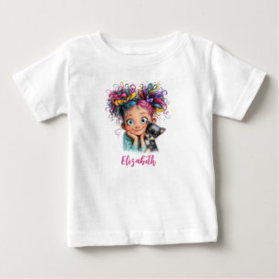 T-shirt Pour Bébé Jolie Fille avec Chiot
