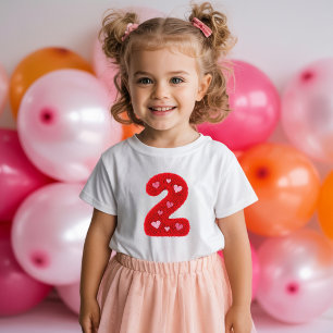 T-shirt Pour Bébé Jolie Fille Pour Un Deuxième Anniversaire Cœurs   