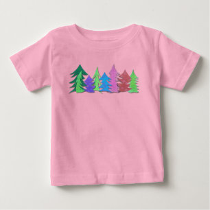 T-shirt Pour Bébé Jolie forêt de Noël colorée