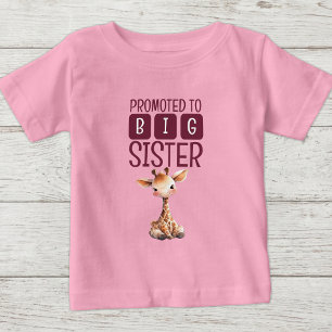 T-shirt Pour Bébé Jolie girafe grande sœur rose