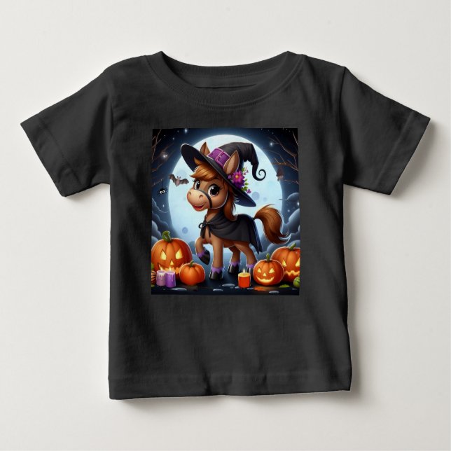T-shirt Pour Bébé Jolie Halloween/Automne, chauve-souris et citrouil (Devant)