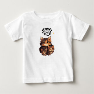 T-shirt Pour Bébé Jolie maman chat avec chatons – Famille de chats a