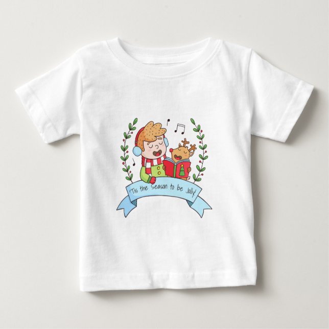 T-shirt Pour Bébé Jolie Noël Carols Garçon et Reindeer Tee (Devant)