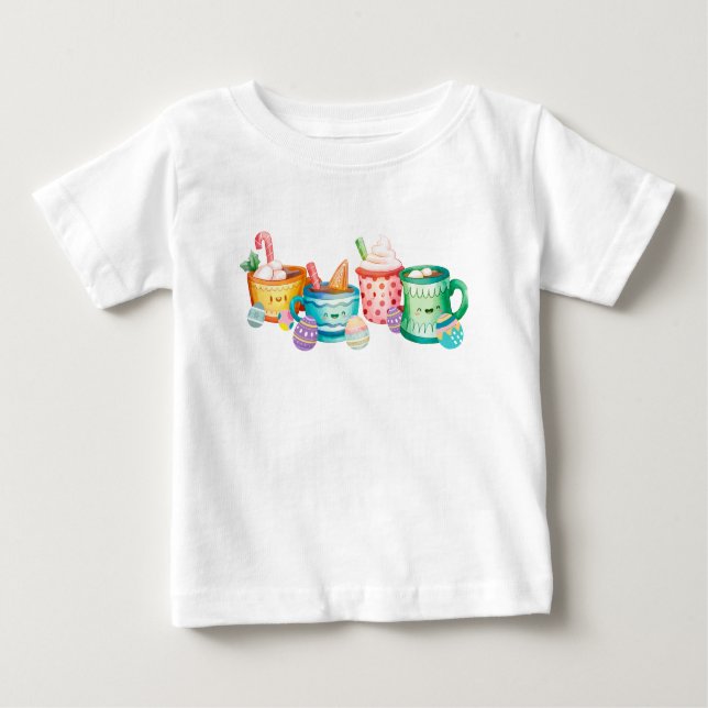 T-shirt Pour Bébé Jolie Pâques Bunny Café Chemise Drôle cadeau de Pâ (Devant)