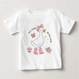 T-shirt Pour Bébé Jolie petite oie rose idiote en liberté 