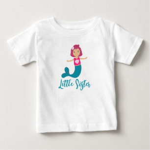 T-shirt Pour Bébé Jolie petite sœur pastel princesse sirène coquilla
