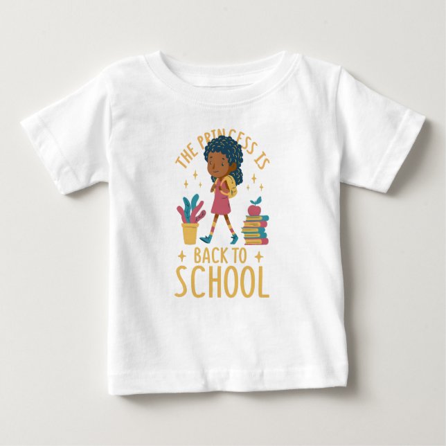 T-shirt Pour Bébé Jolie rentrée à l'école Princesse Girl Illustratio (Devant)