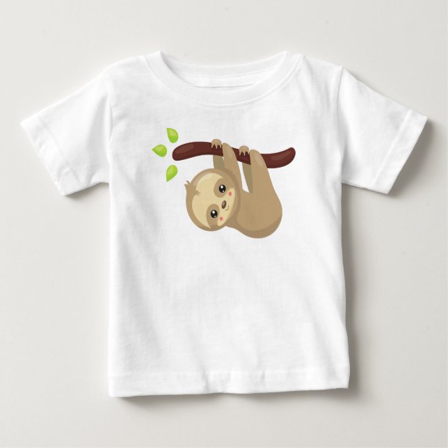 T-shirt Pour Bébé Jolie Sloth, Petite Sloth, Fente Bébé, Fente Lazy (Devant)