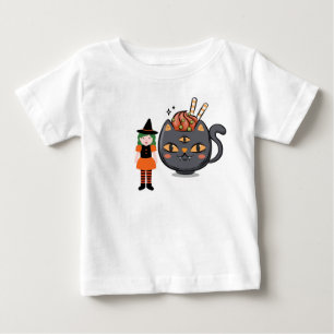 T-shirt Pour Bébé Jolie sorcière d'Halloween et Mug de chat à trois