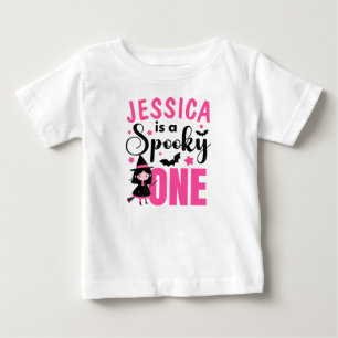 T-shirt Pour Bébé Jolie Sorcière Noir & Rose Nom d'Halloween Effraya