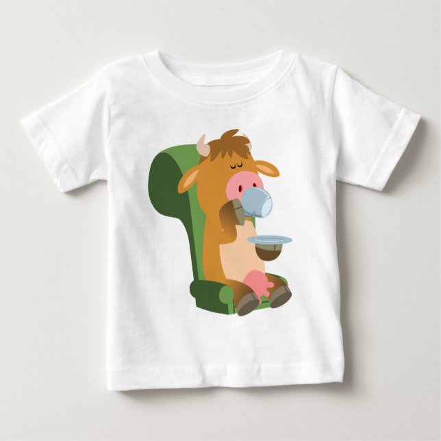 T-shirt Pour Bébé Jolie vache caricaturale et un joli T-shirt bébé C (Devant)