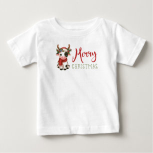 T-shirt Pour Bébé Jolie vache de Noël mignonne