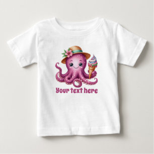 T-shirt Pour Bébé Jolies filles pieuvre de plage ajouter du texte