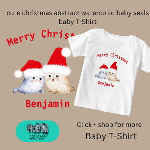T-shirt Pour Bébé jolies noël abstraite aquarelle bébé phoques