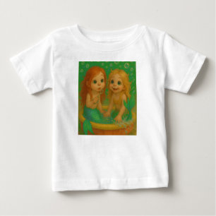 T-shirt Pour Bébé Jolies sœurs sirènes aux grands yeux piscine à vag