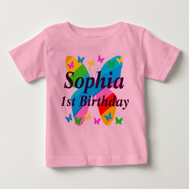 T-SHIRT POUR BÉBÉ JOLIMENT PERSONNALISÉ 1ER ANNIVERSAIRE BUTTERFLY T (Devant)