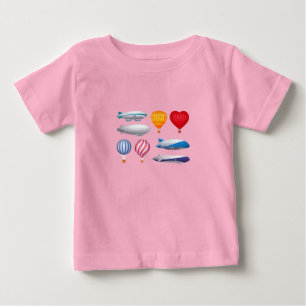 T-shirt Pour Bébé Jolis ballons à air chaud et dirigeables dessin an