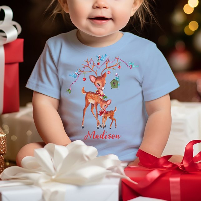 T-shirt Pour Bébé Jolis cerfs de Noël  (Cute Christmas Deer Baby T-Shirt)