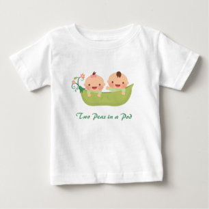T-shirt Pour Bébé Jolis jumeaux garçon fille deux pois dans une coss