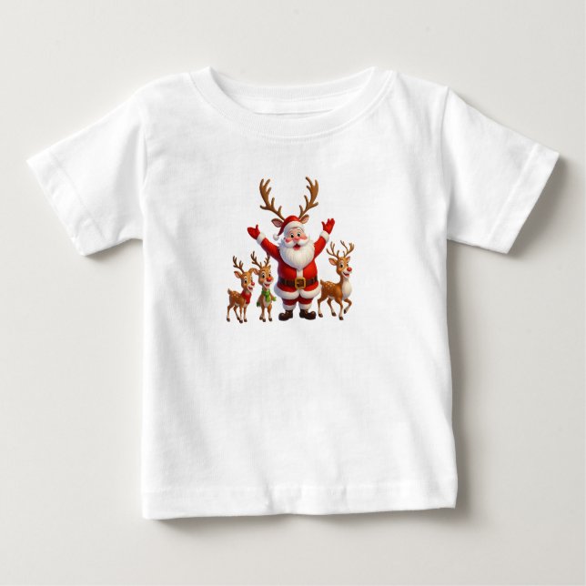 T-shirt Pour Bébé Jolly Santa and Friends (Devant)