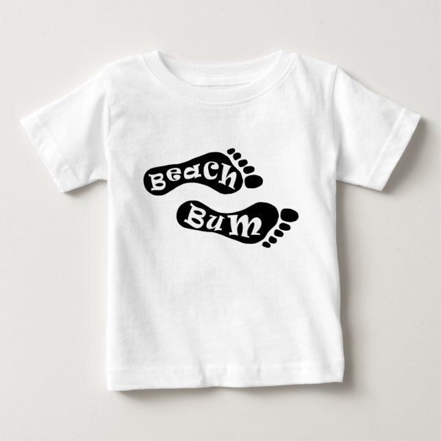 T-shirt Pour Bébé Jote Beach Bum pieds nus Empreinte noir blanc pied (Devant)