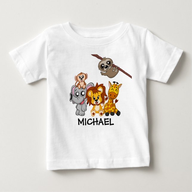 T-shirt Pour Bébé Jote Jungle Safari Animal Enfants (Devant)